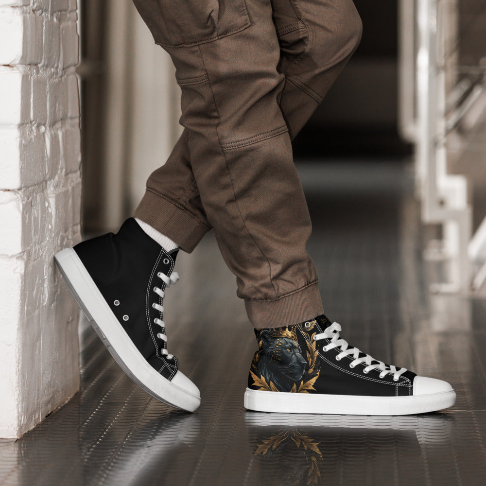 Black Finesse Streetwalker Canvas Sneakers in Black, White, Gold — right view