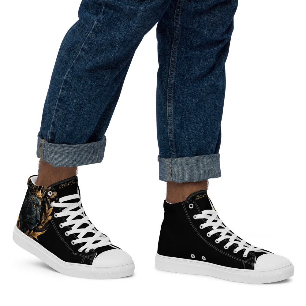Black Finesse Streetwalker Canvas Sneakers in Black, White, Gold — right view