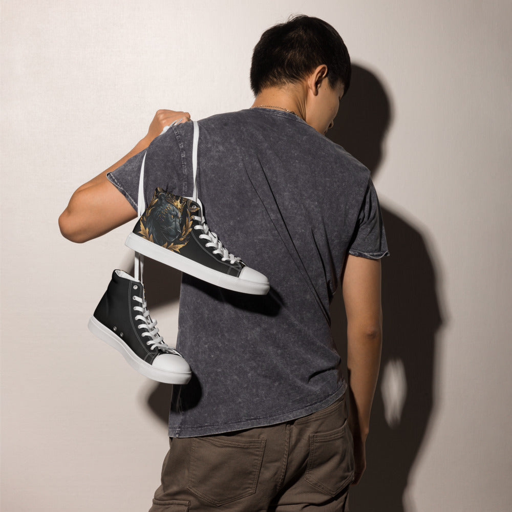 Black Finesse Streetwalker Canvas Sneakers in Black, White, Gold — right view
