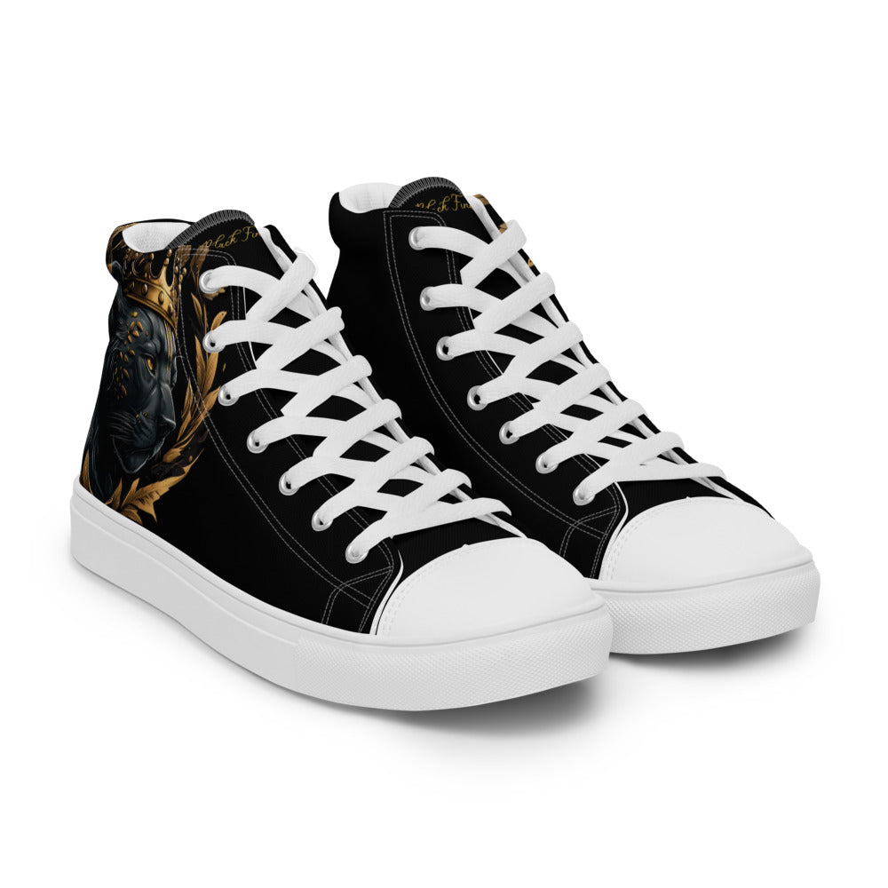 Black Finesse Streetwalker Canvas Sneakers in Black, White, Gold — front right view