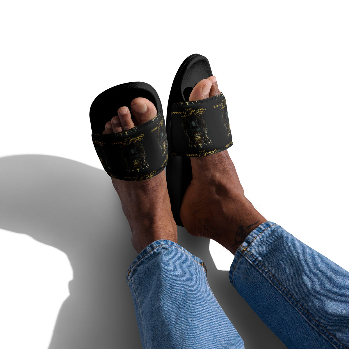 Black Finesse Signature Men’s Slides in Black — front view