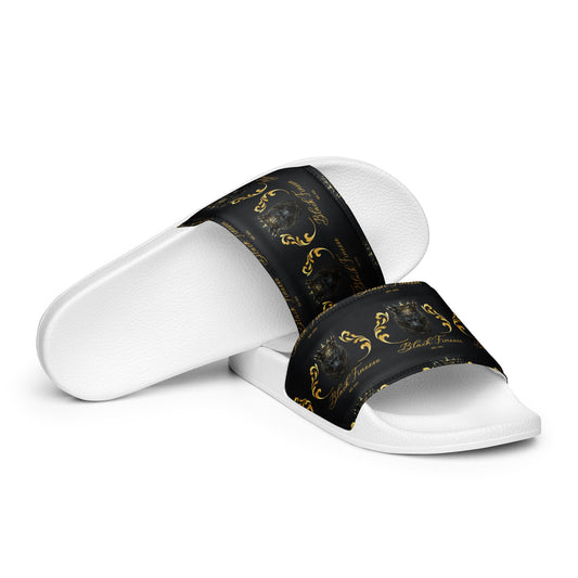Black Finesse Monogram Women’s Slides in White — front view